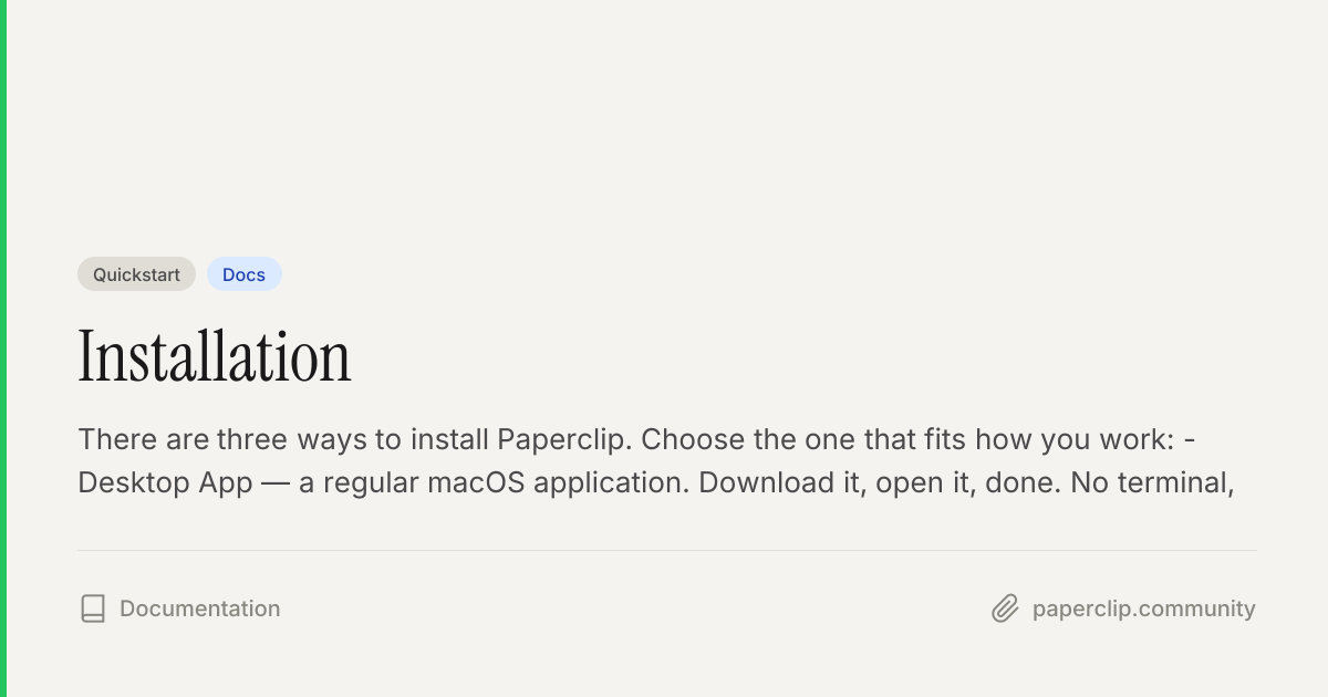 Installation — Docs — Paperclip Community