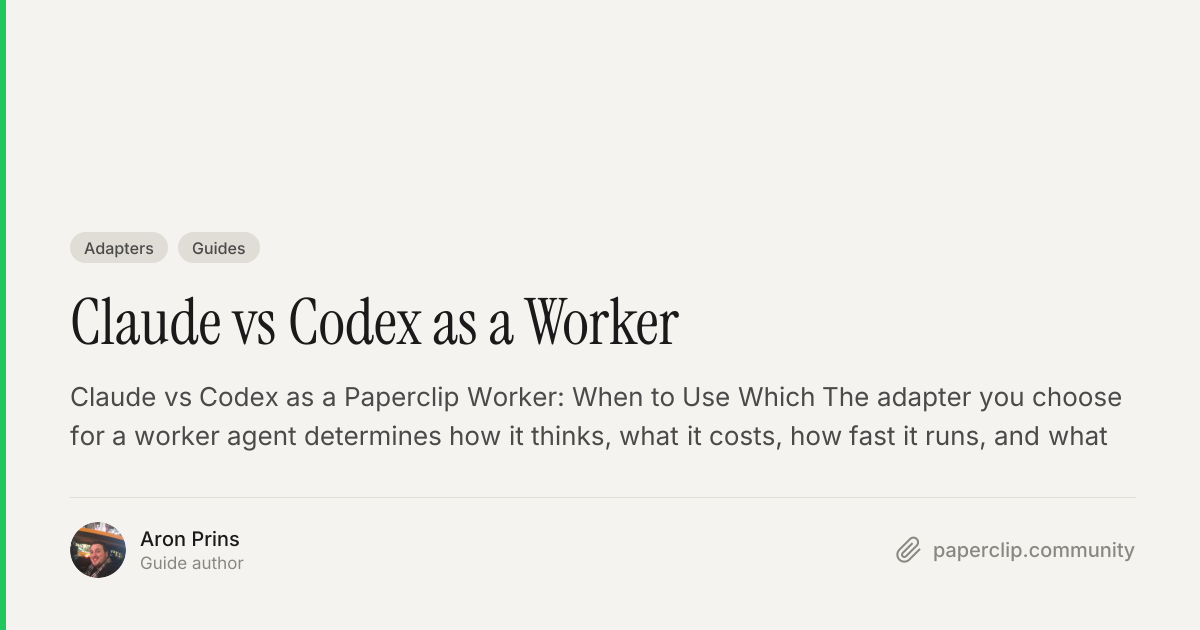 Claude vs Codex as a Worker — Guides — Paperclip Community