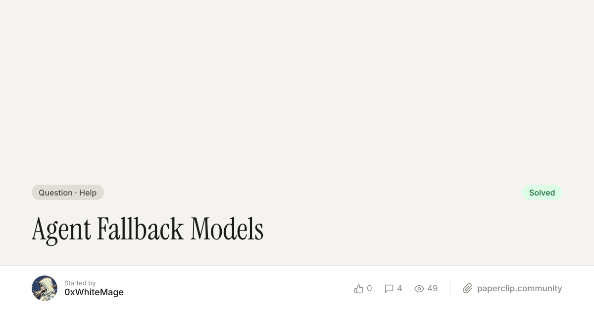Agent Fallback Models — Paperclip Community